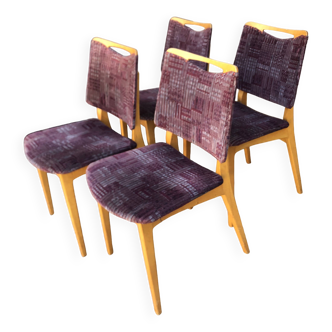 Chaises bois blond vintage années 60