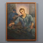 Modern painting signed by Mario Venzo, oil on canvas, Italy, 1950.