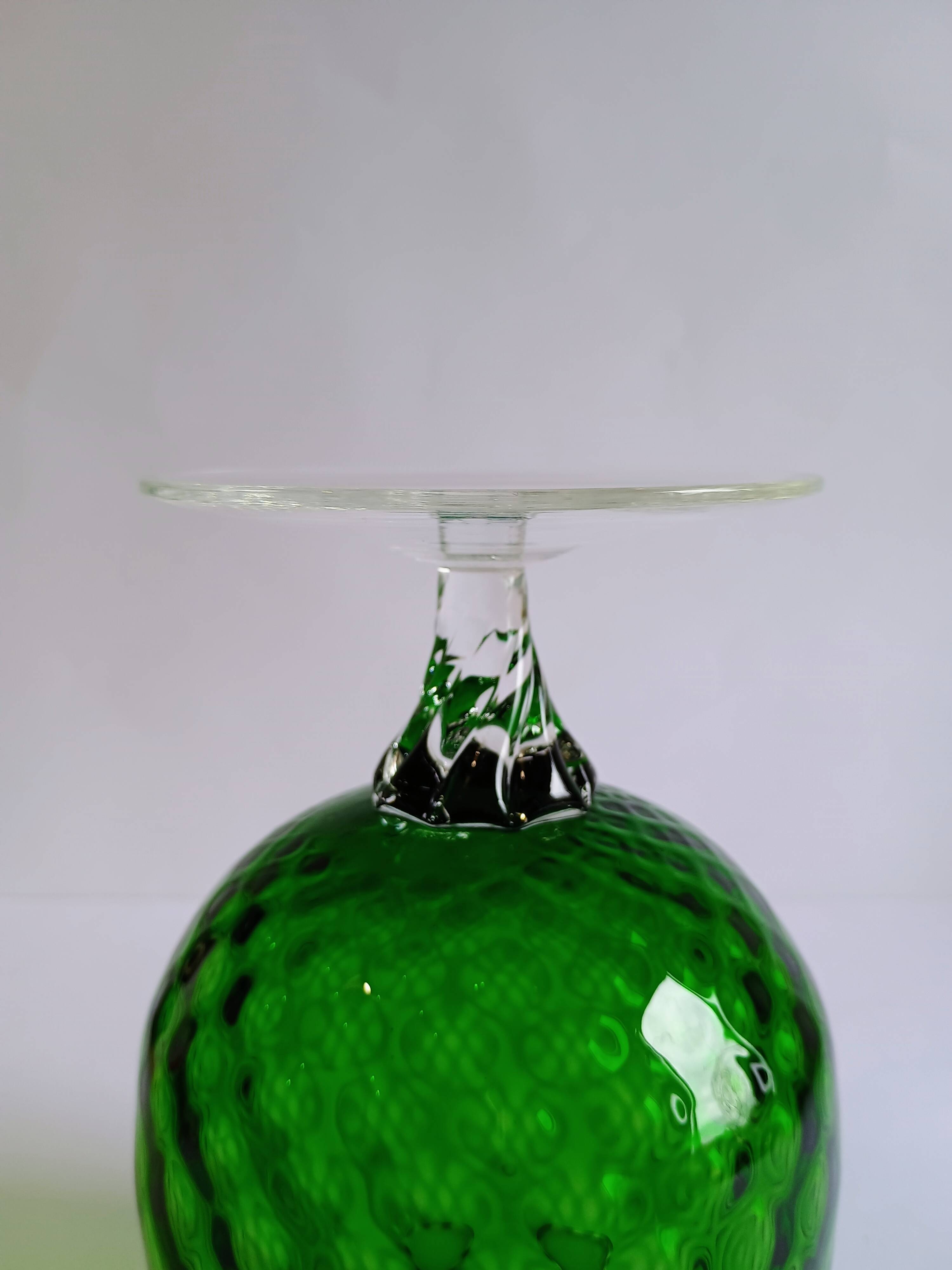 Vintage Green Glass Footed Vase