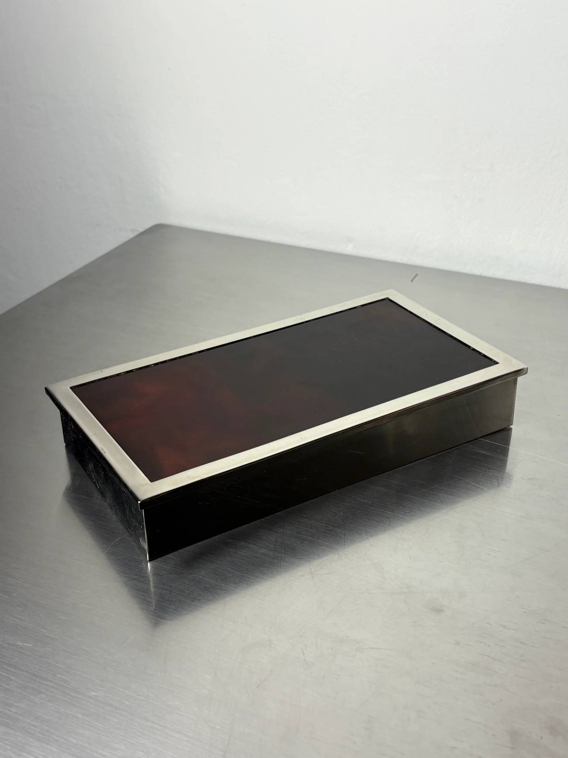 Faux tortoise shell & chromed Dior vanity box, Italy, 1970