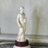 Alabaster sculpture, lady with a mask in the antique style, 19th century