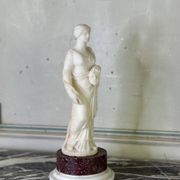 Alabaster sculpture, lady with a mask in the antique style, 19th century