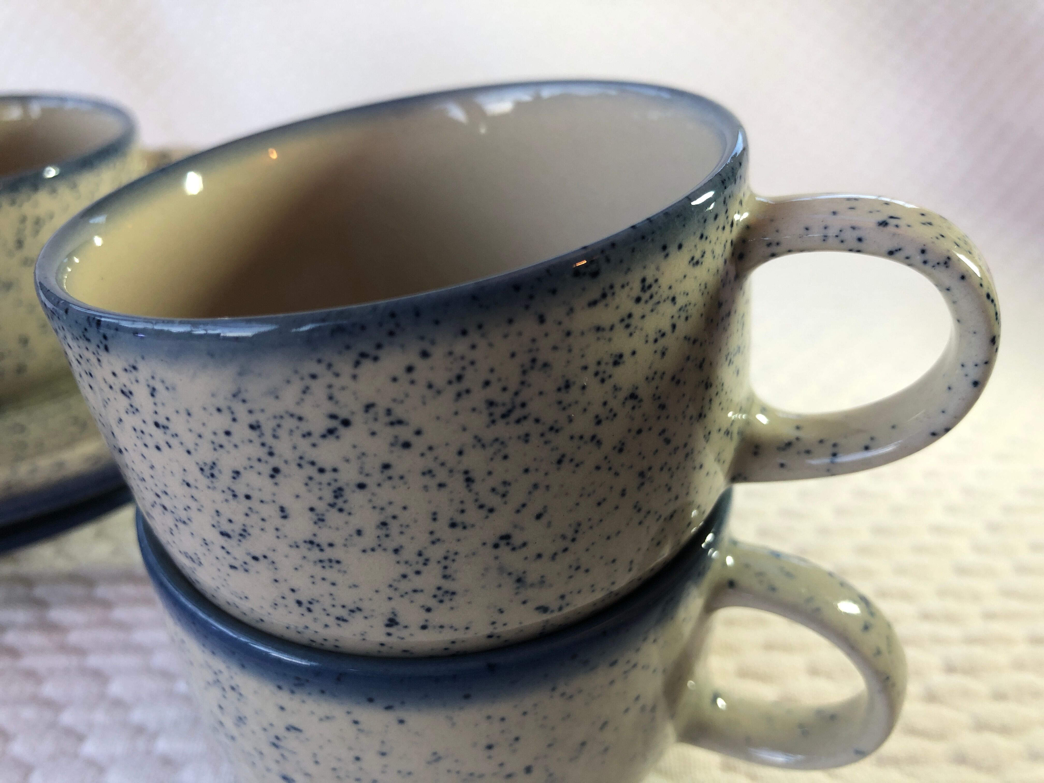 Blue glazed ceramic coffee cups