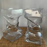Pair of vintage twisted glass vases