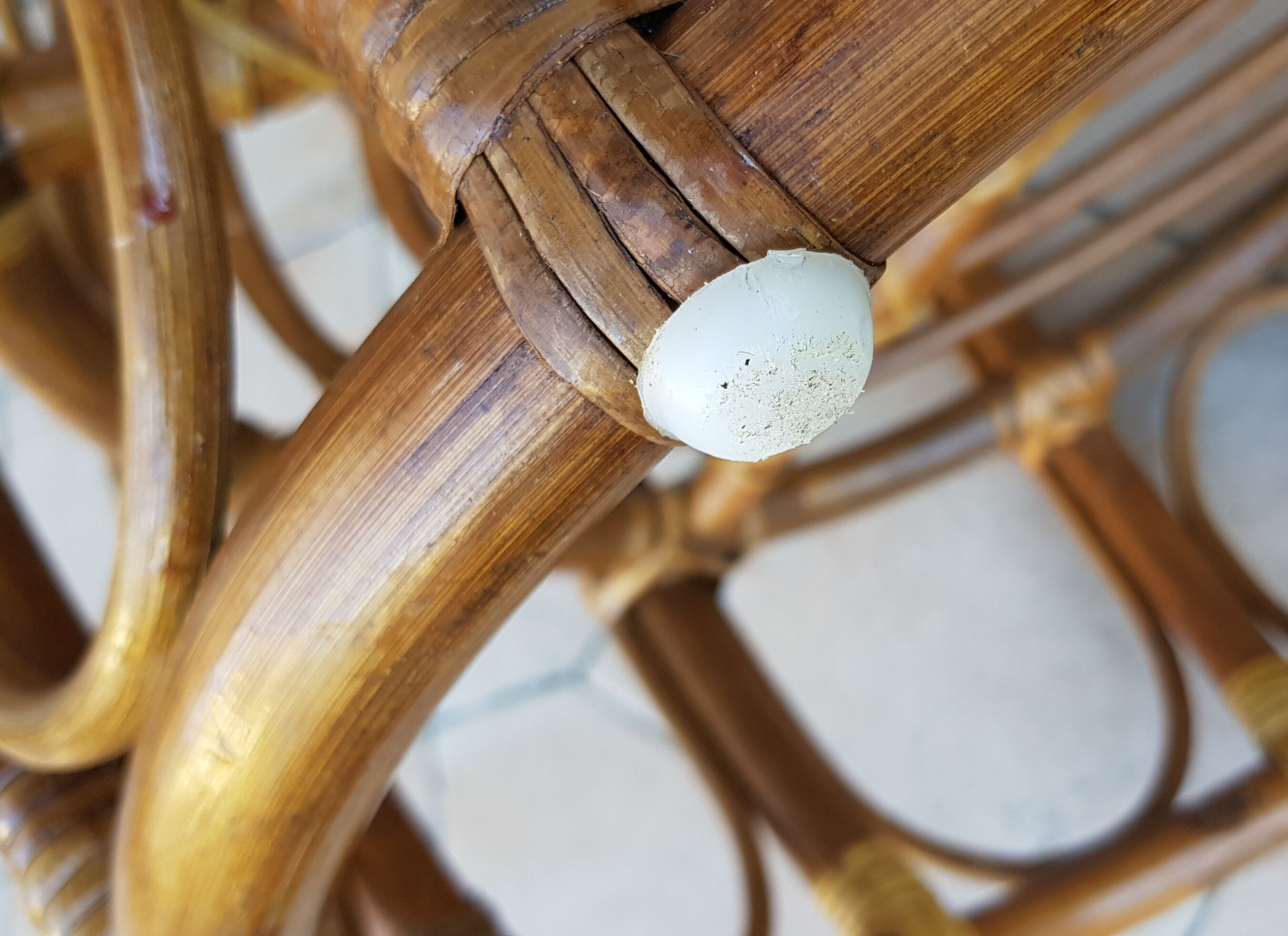 Rattan coffee table and 70's canning