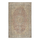 Tapis turc vintage. Tapis en laine noué à la main avec un design de médaillon.