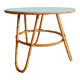 Vintage rattan coffee table round blue top