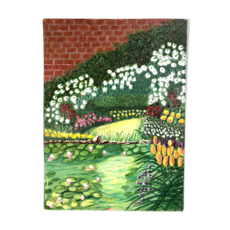 Peinture ancienne signée les fleurs du jardin