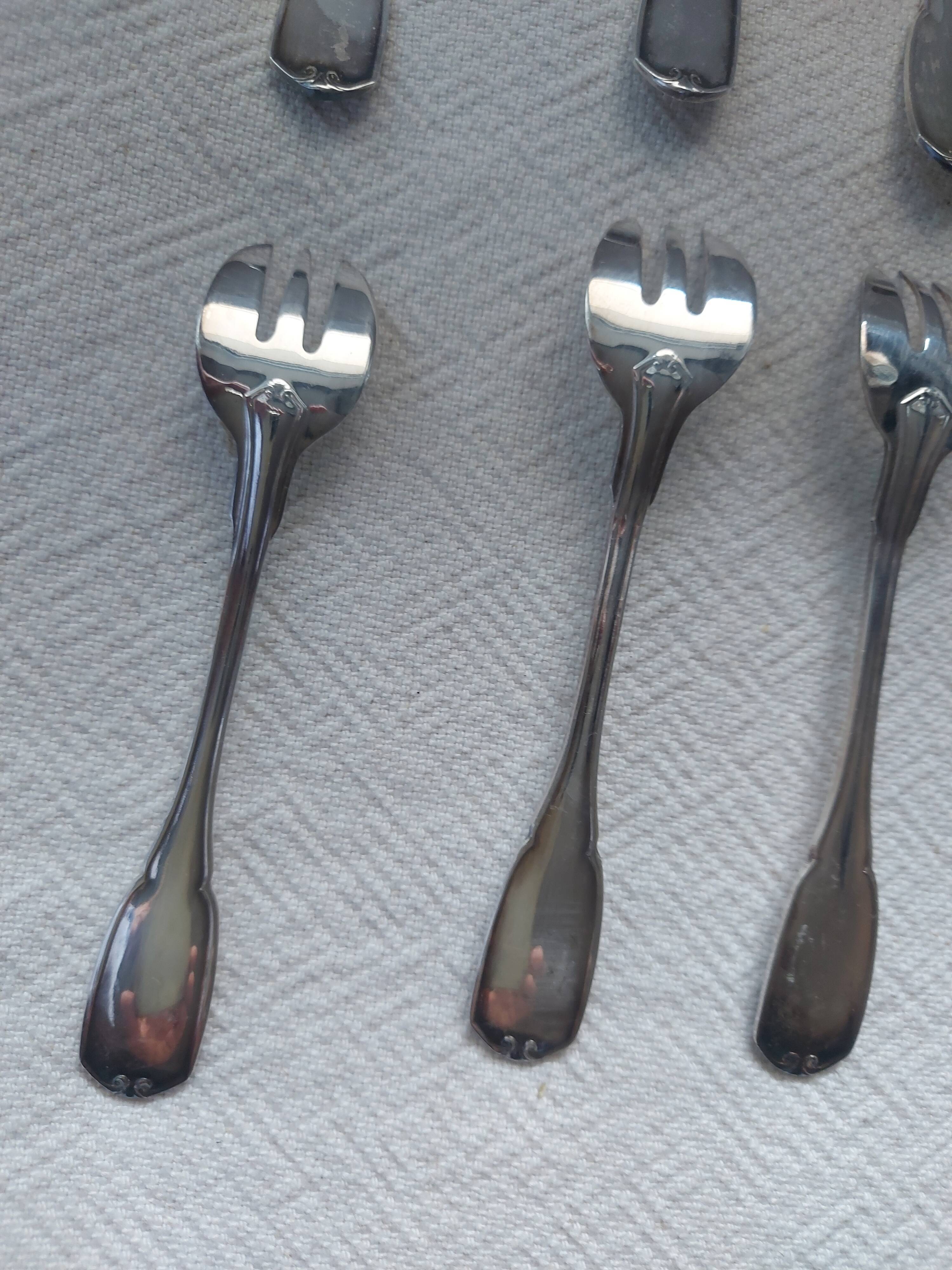 12 dessert forks in silver metal cailard bayard