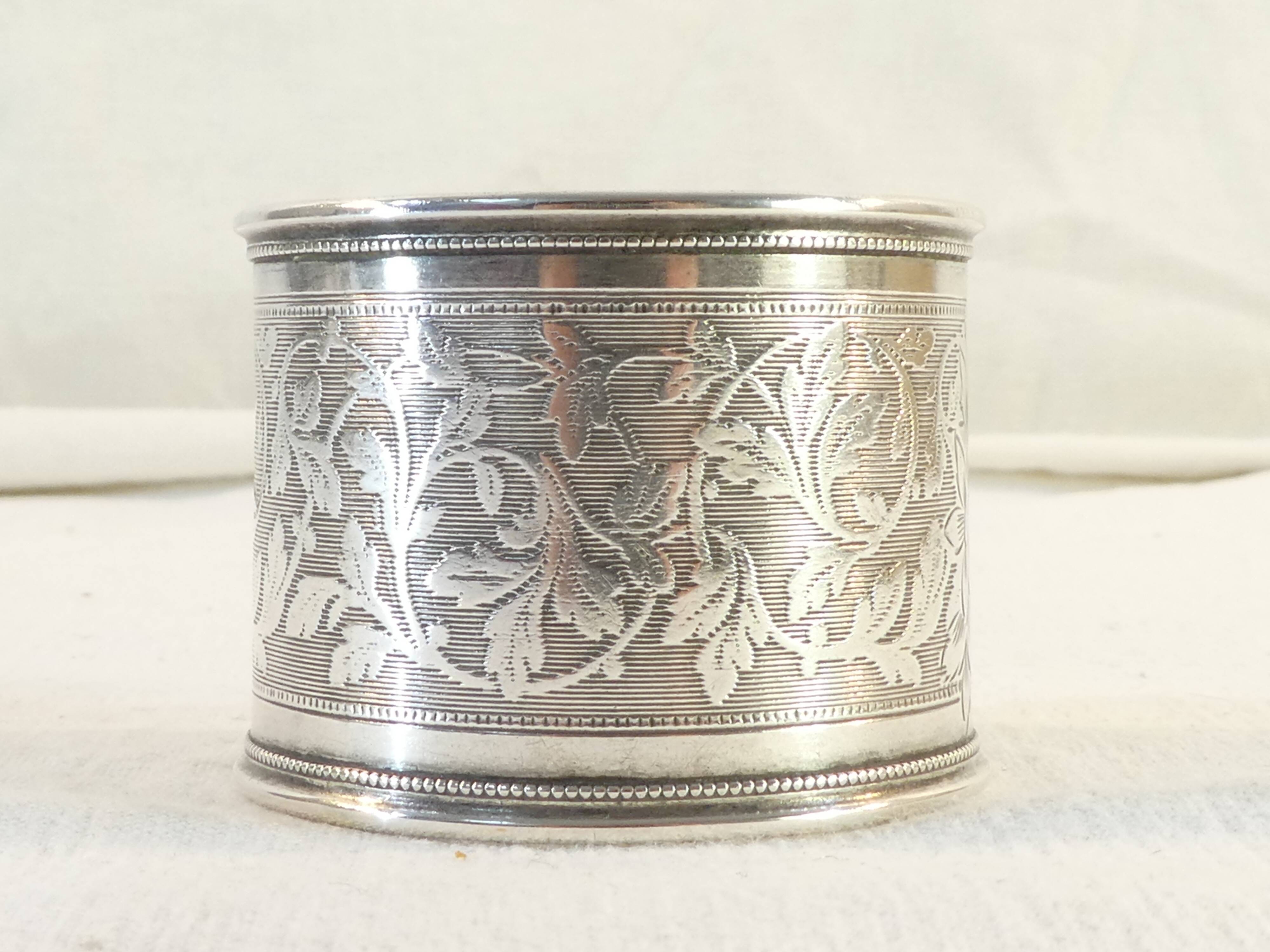 Solid silver towel round late 19th