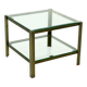 Two Tier glass and Solid Cast Brass Side Table 1970s