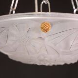 Art Deco Top Quality Pendant Light Floral decorations, Signed Degué
