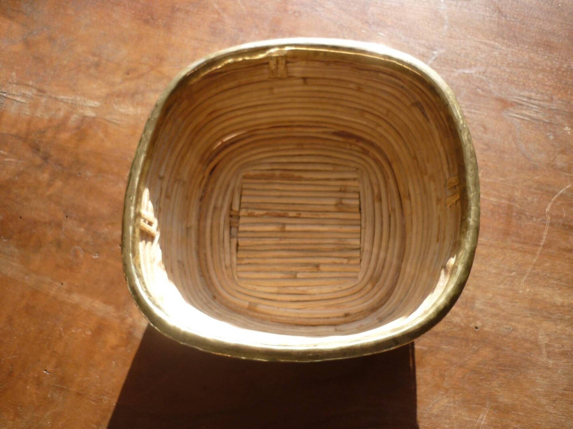 Corbeille laiton et rotin DLG Gabriella Crespi 21X21,5