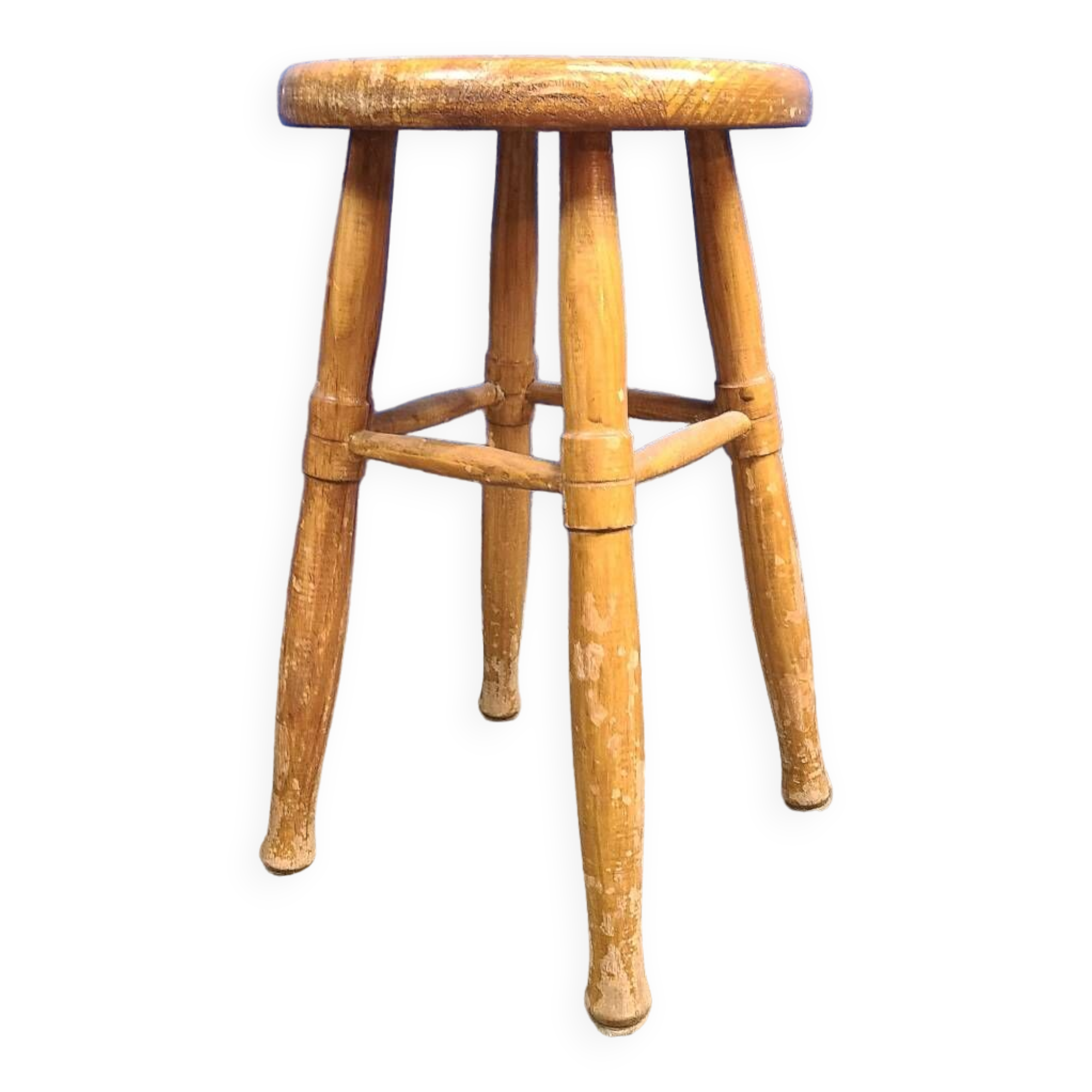 Tabouret bois massif vintage