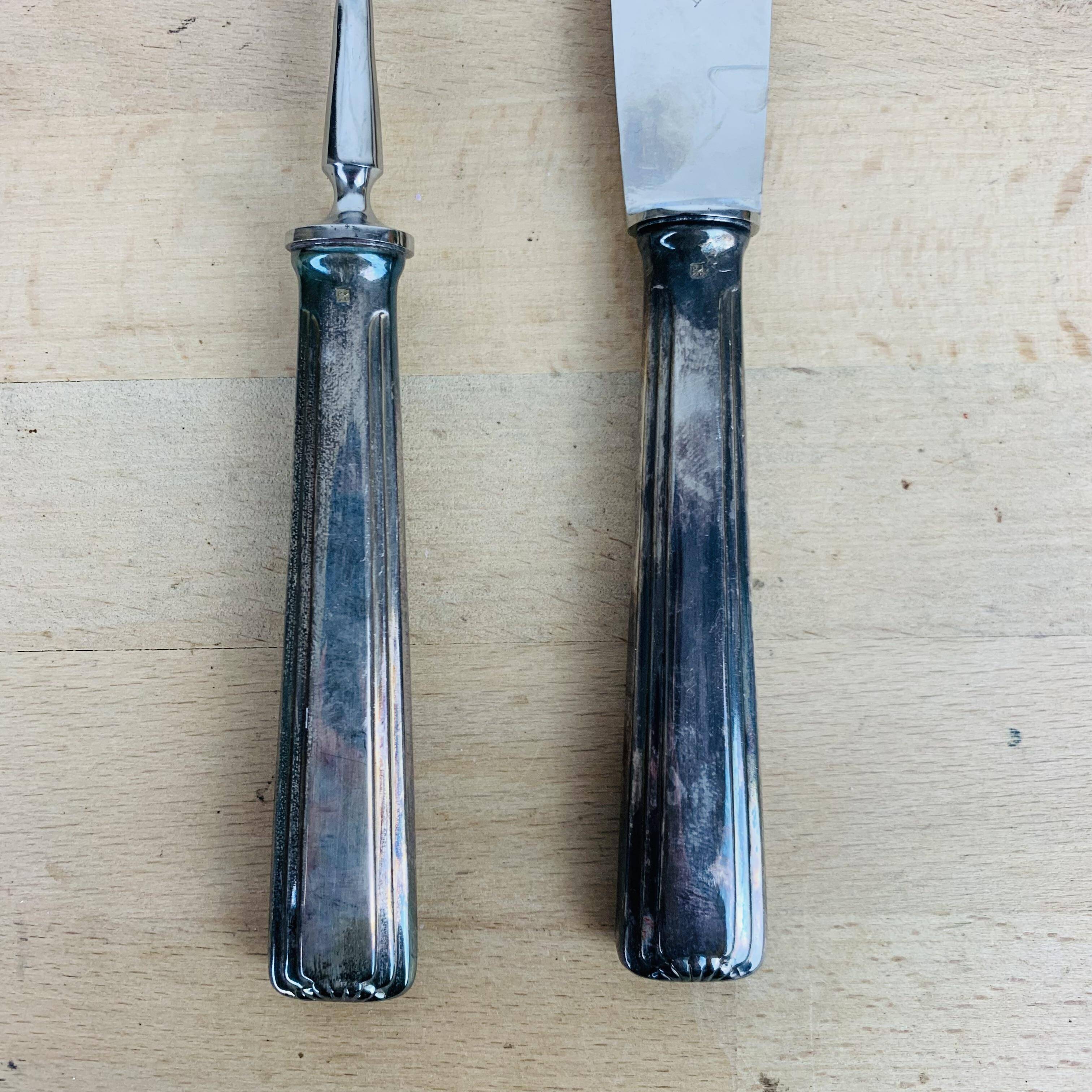 Silver metal serving cutlery