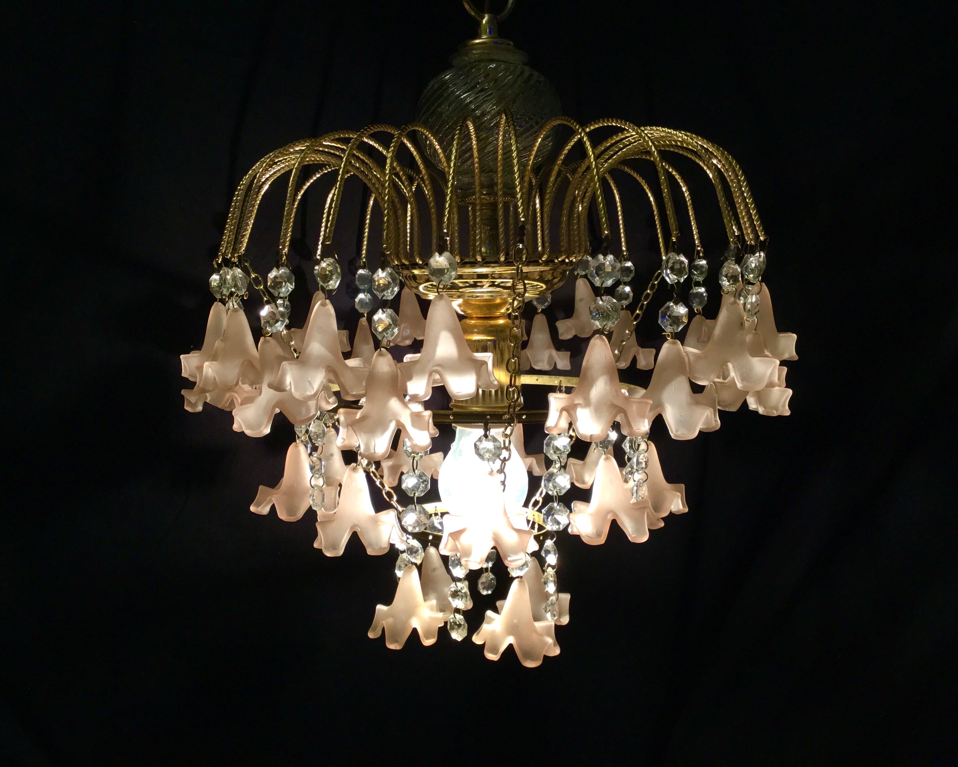 Pink stamps chandelier, 1970s