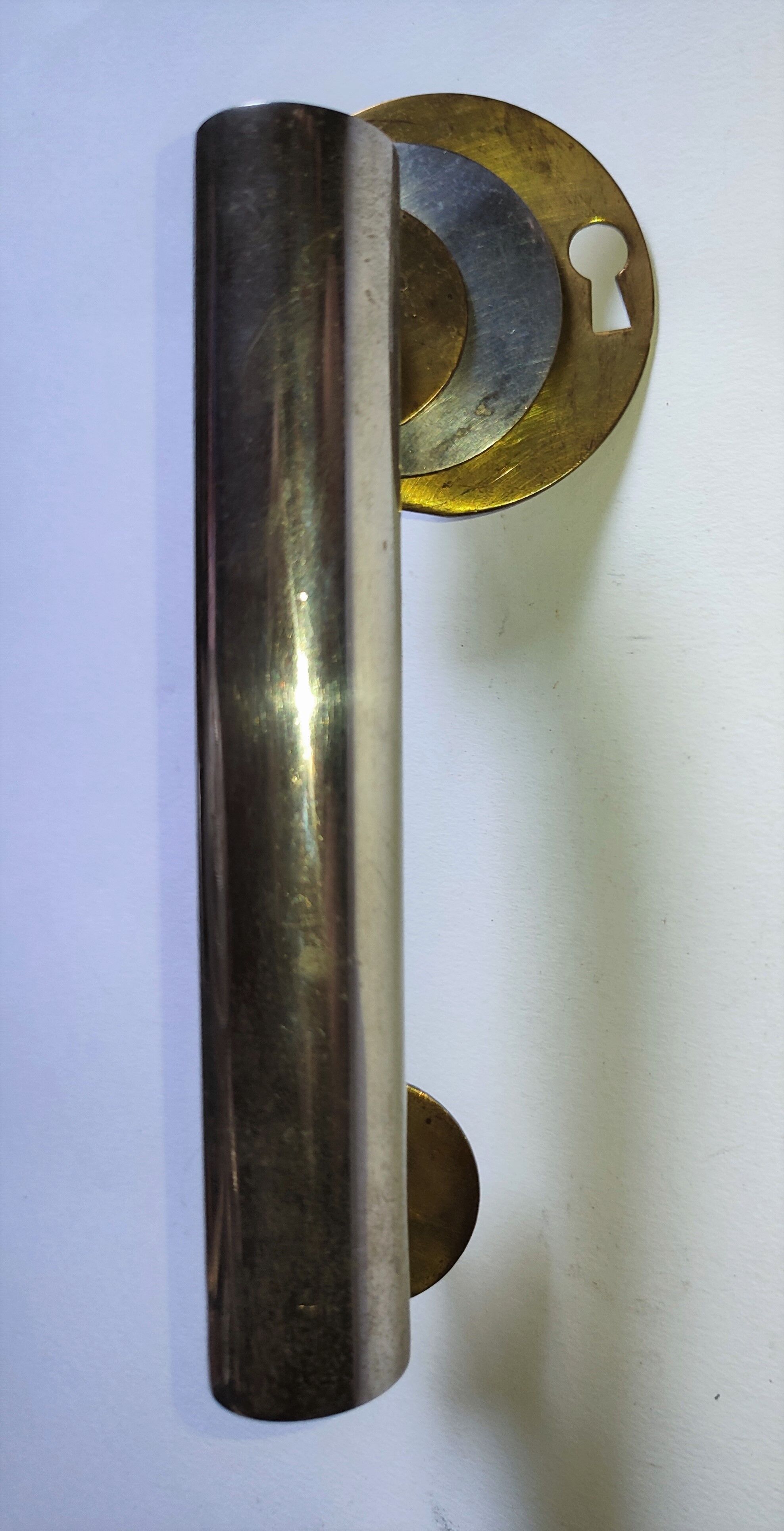 Pair of nickel-plated art deco furnishing handles