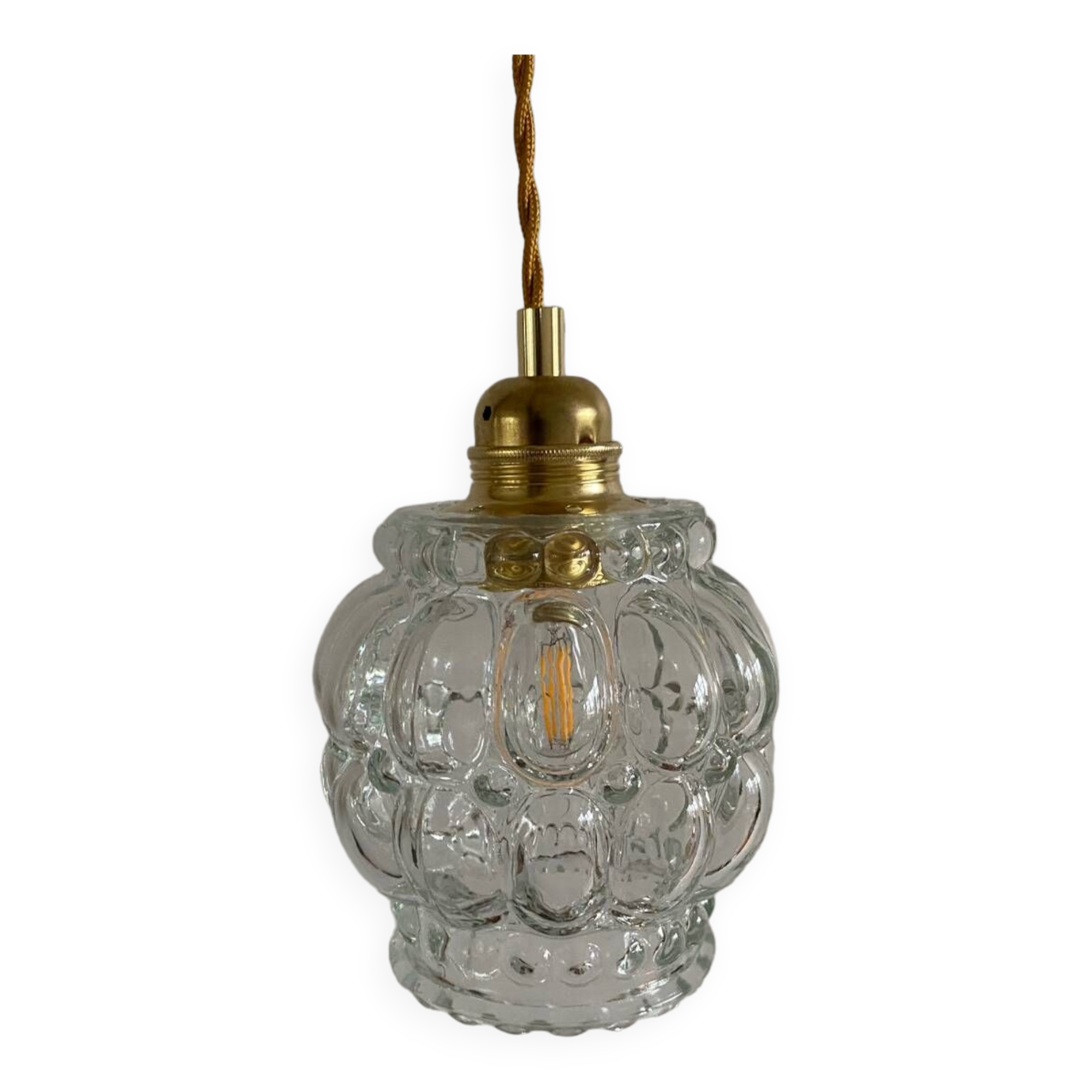 Walking lamp with vintage glass globe