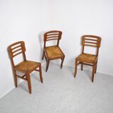 3 chairs attributed to Pierre Cruege 1950
