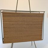 Swedish brass and raffia magazine rack
