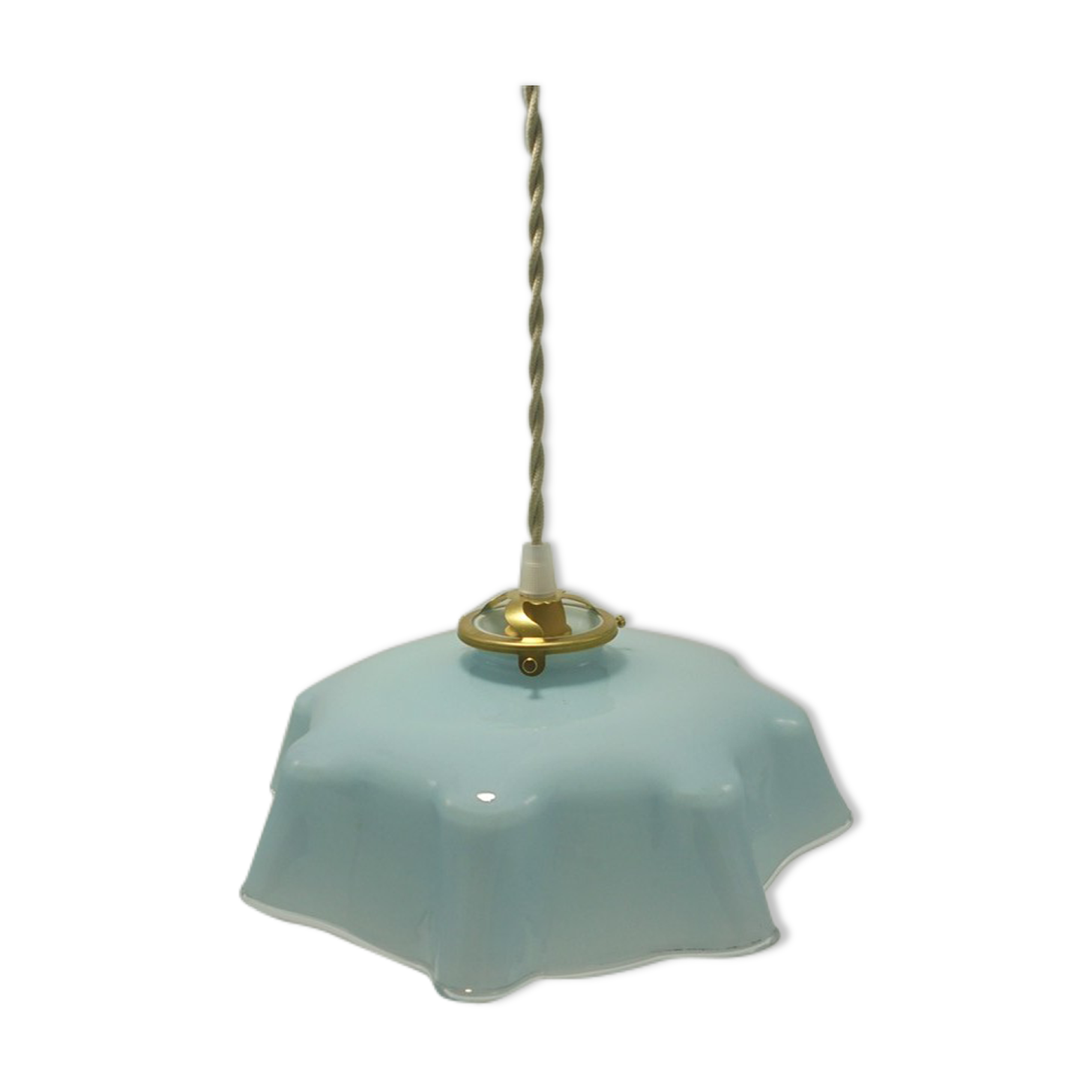 Blue opaline hanging lamp