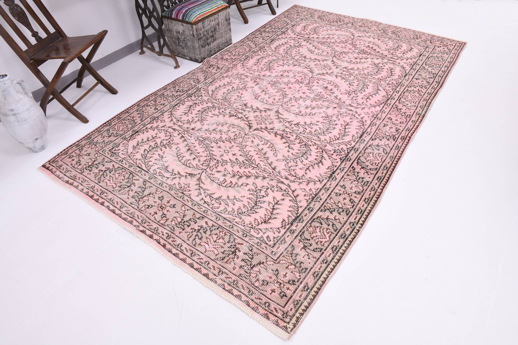 6x10 Rug For Living Room Soft Pink Turkish Vintage Rug, 181x314Cm