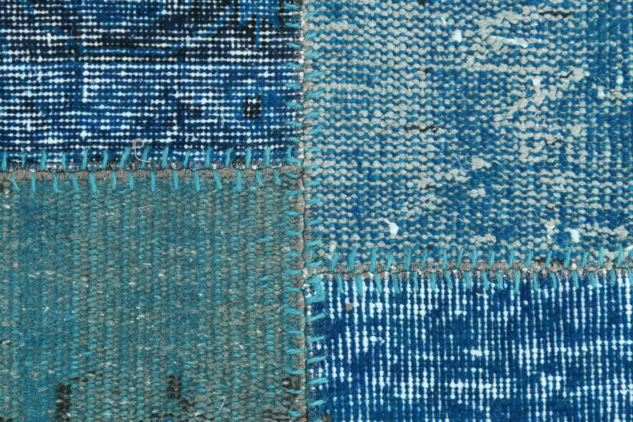 Oversized blue and green wool turkish carpets