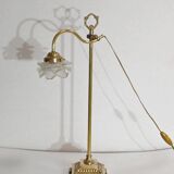 Tulip lamp in glass and bronze, adjustable, art deco 1920