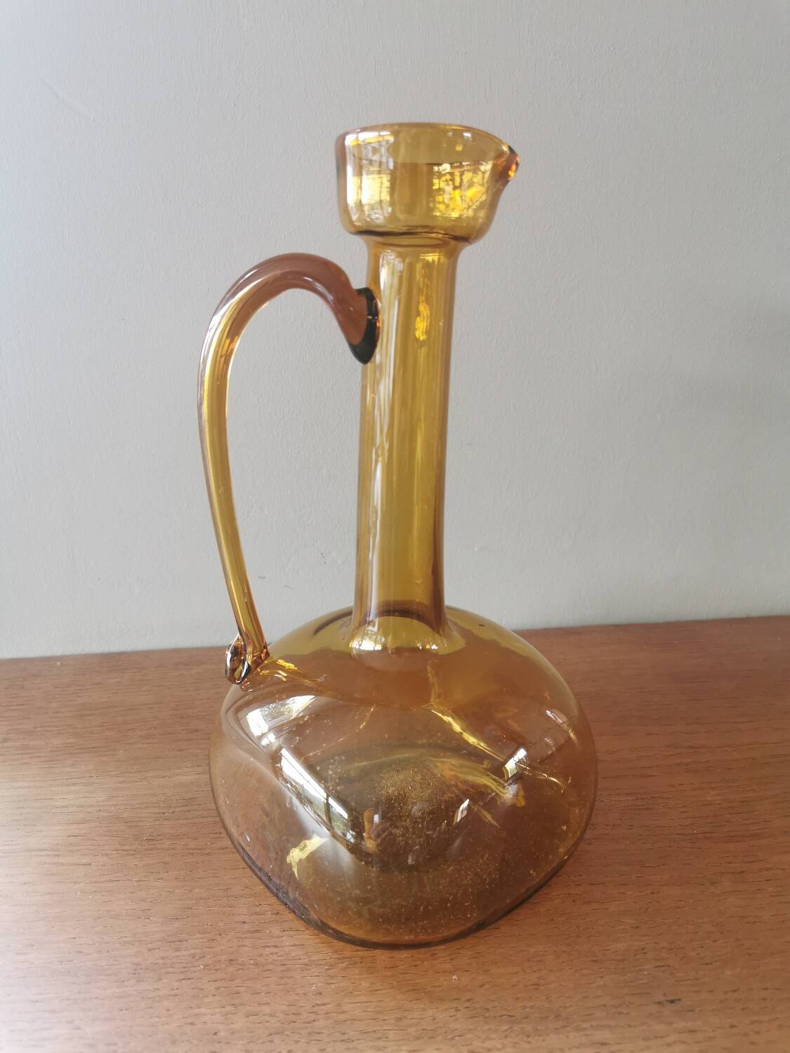 Vintage mouth-blown glass carafe