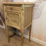 Vintage bedside table in solid oak and marble top