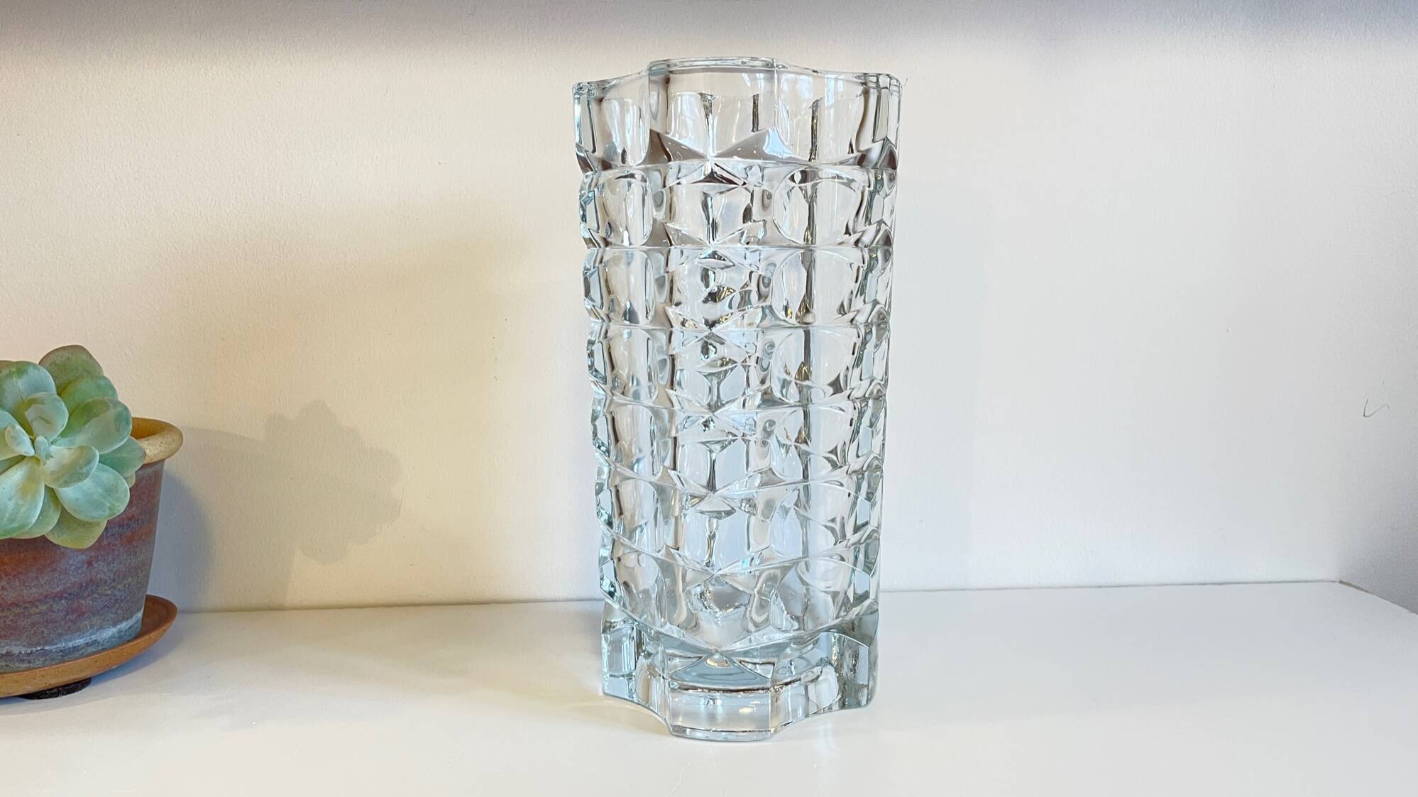 Geometric semi-crystal vase 1950s