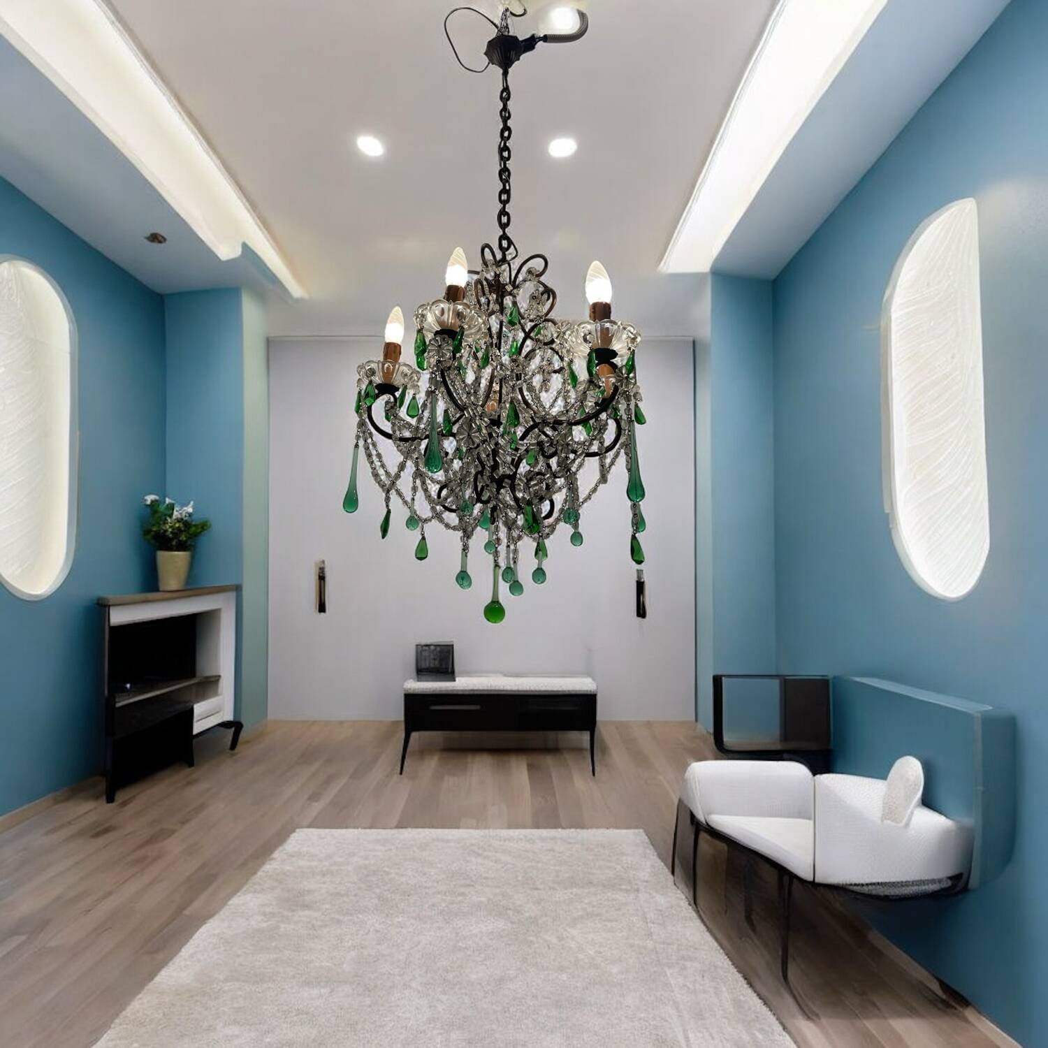 Green Murano Macaroni Chandelier 1950’s