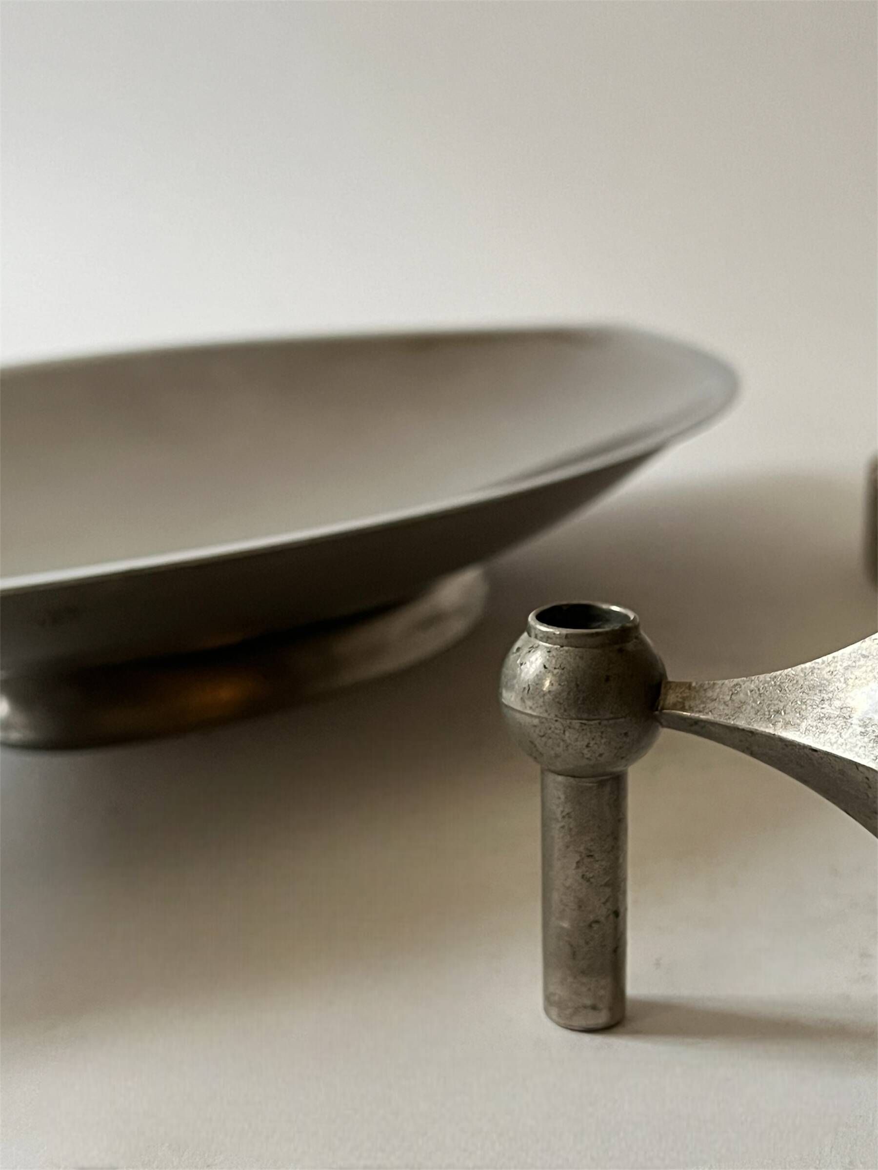 Stoff Nagel designer candle holder in genuine chrome-plated metal, Denmark 1970