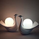 Pair of swan table lamps