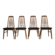 Eva Dining Chairs in Teak by Niels Koefoed for Hornslet, Leather, Set of 4