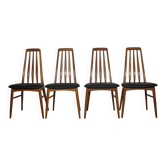 Eva Dining Chairs in Teak by Niels Koefoed for Hornslet, Leather, Set of 4