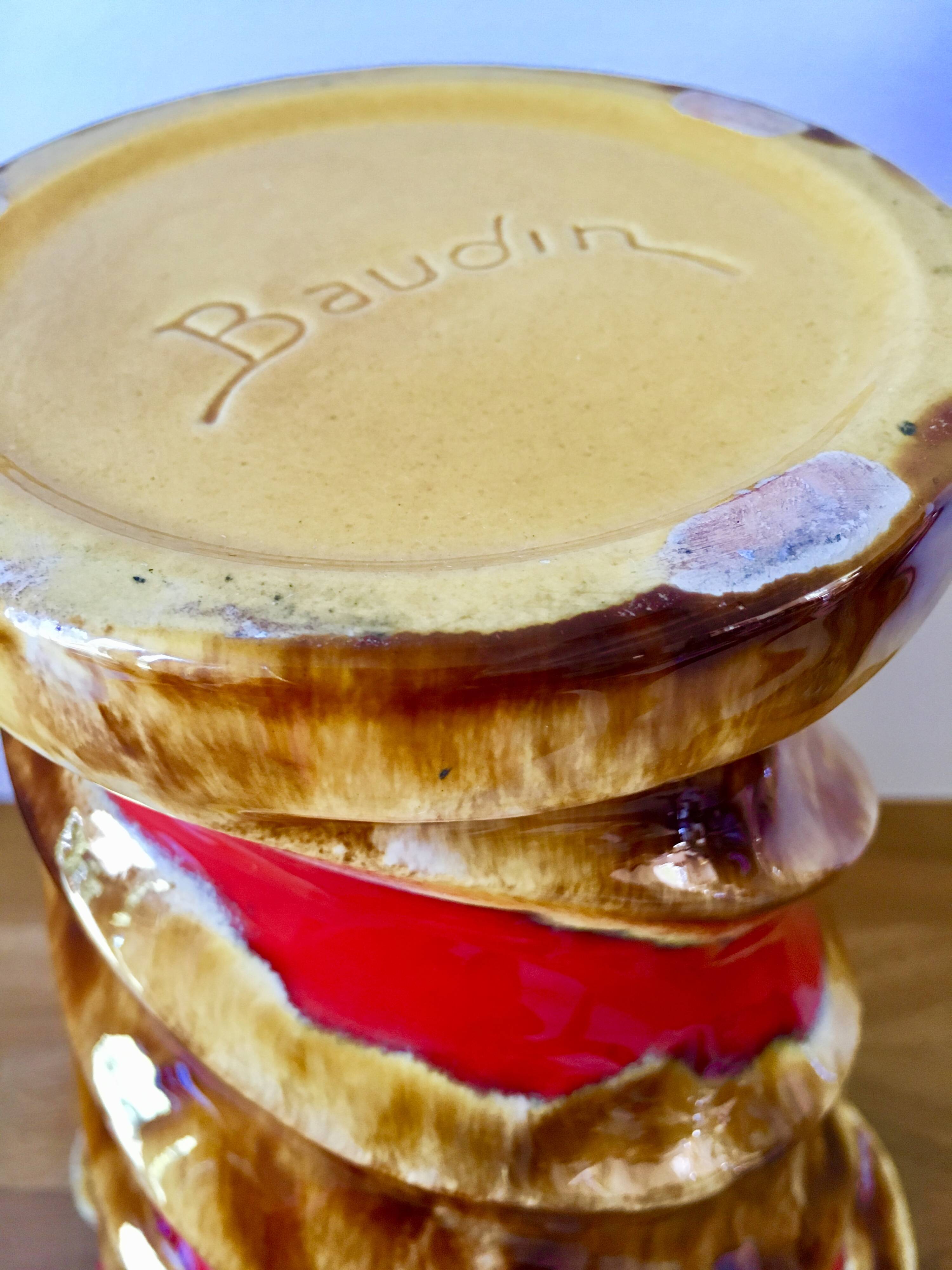 Grand vase en céramique emaillée signé baudin