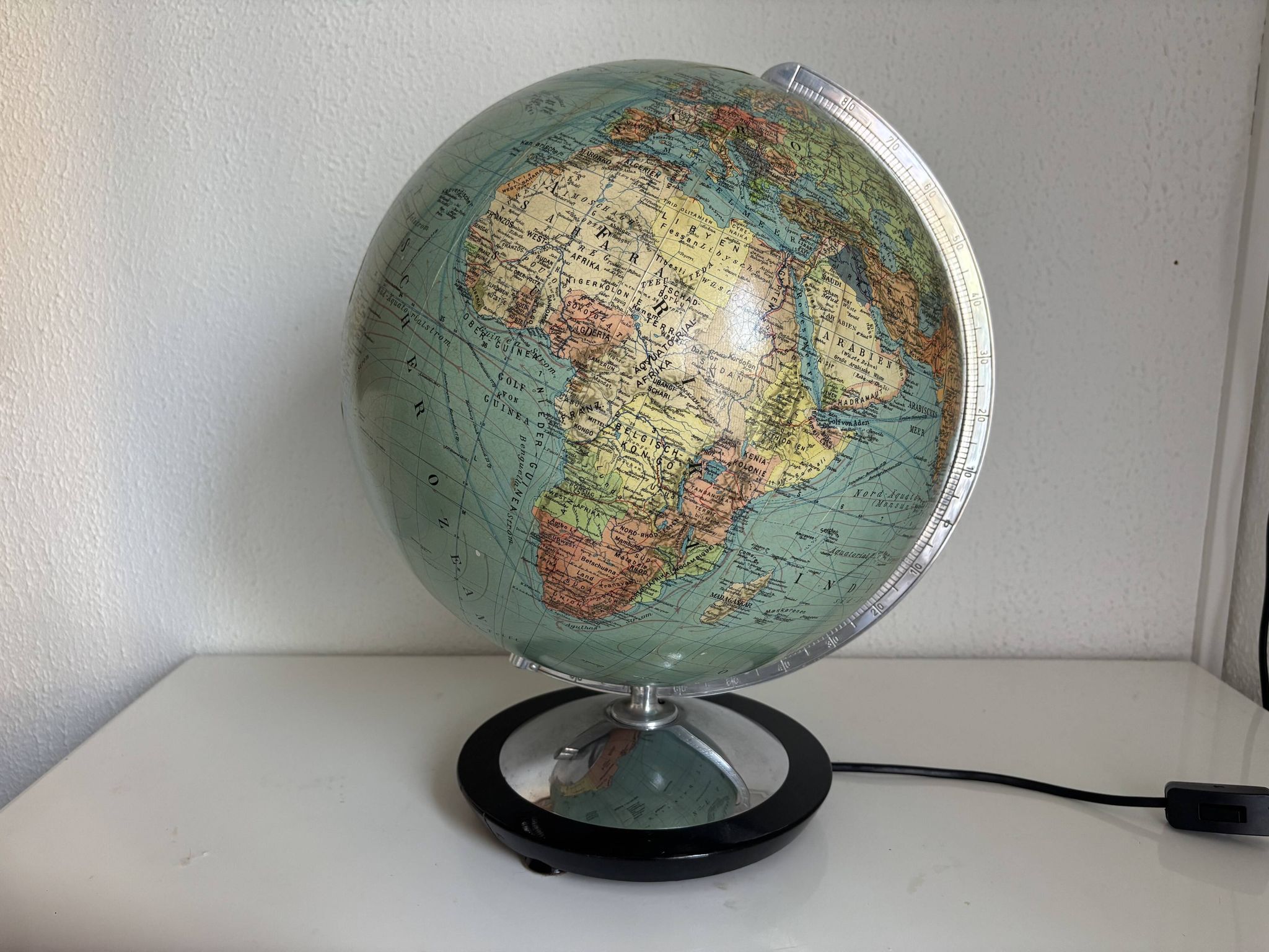 Globe vintage 1940 terrestre verre Duo Erdglobus Berlin - 42 cm
