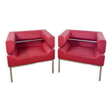 Vintage 1970s round metal and smoked glass table