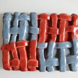 Vintage 1970 woven ceramic rest or trivet