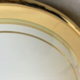 Vintage 80s round ceiling lamp brass & white glass