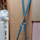 Pair of vintage wooden skis 206 cm color Blue