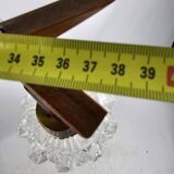 Scandinavian hanging lamp with glass cones hold by teak hanging