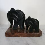 Serre-livres art déco, bois et marbre, Armand