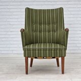 1960s, Danish armchair, green furniture wool, teak wood.