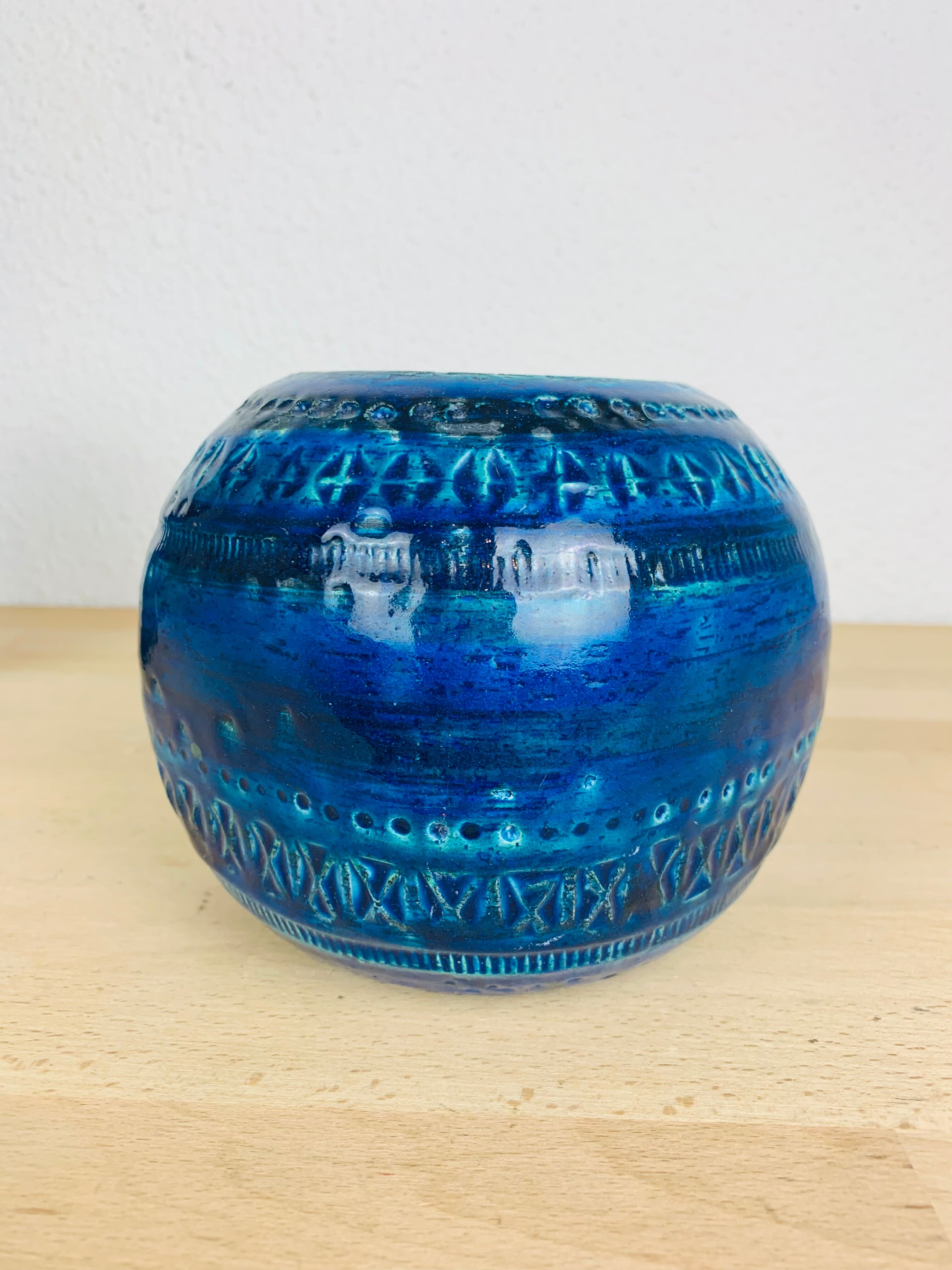 Ball vase Aldo Londi Rimini Blue for Bitossi
