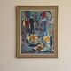 Tableau collage « le fouillis Bleu » signé