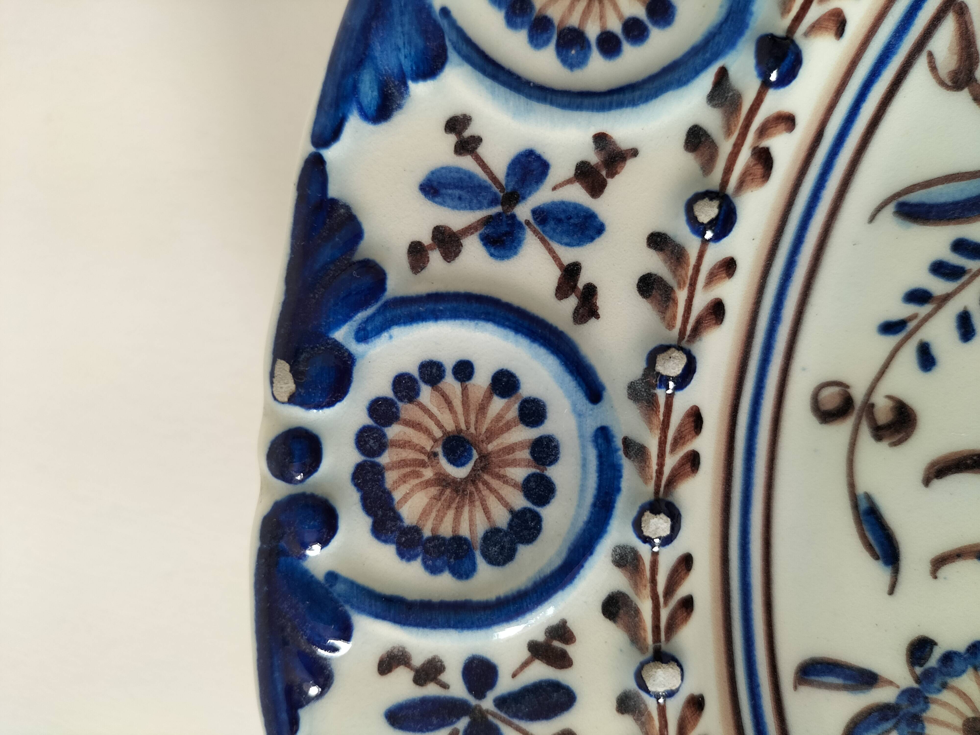 Portuguese earthenware footed dish – Outeiro Águeda – signed