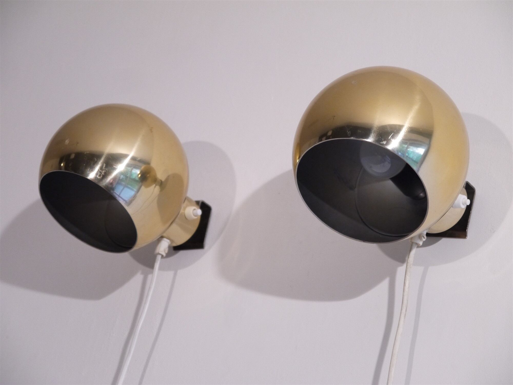 Pair of vintage brass wall lights