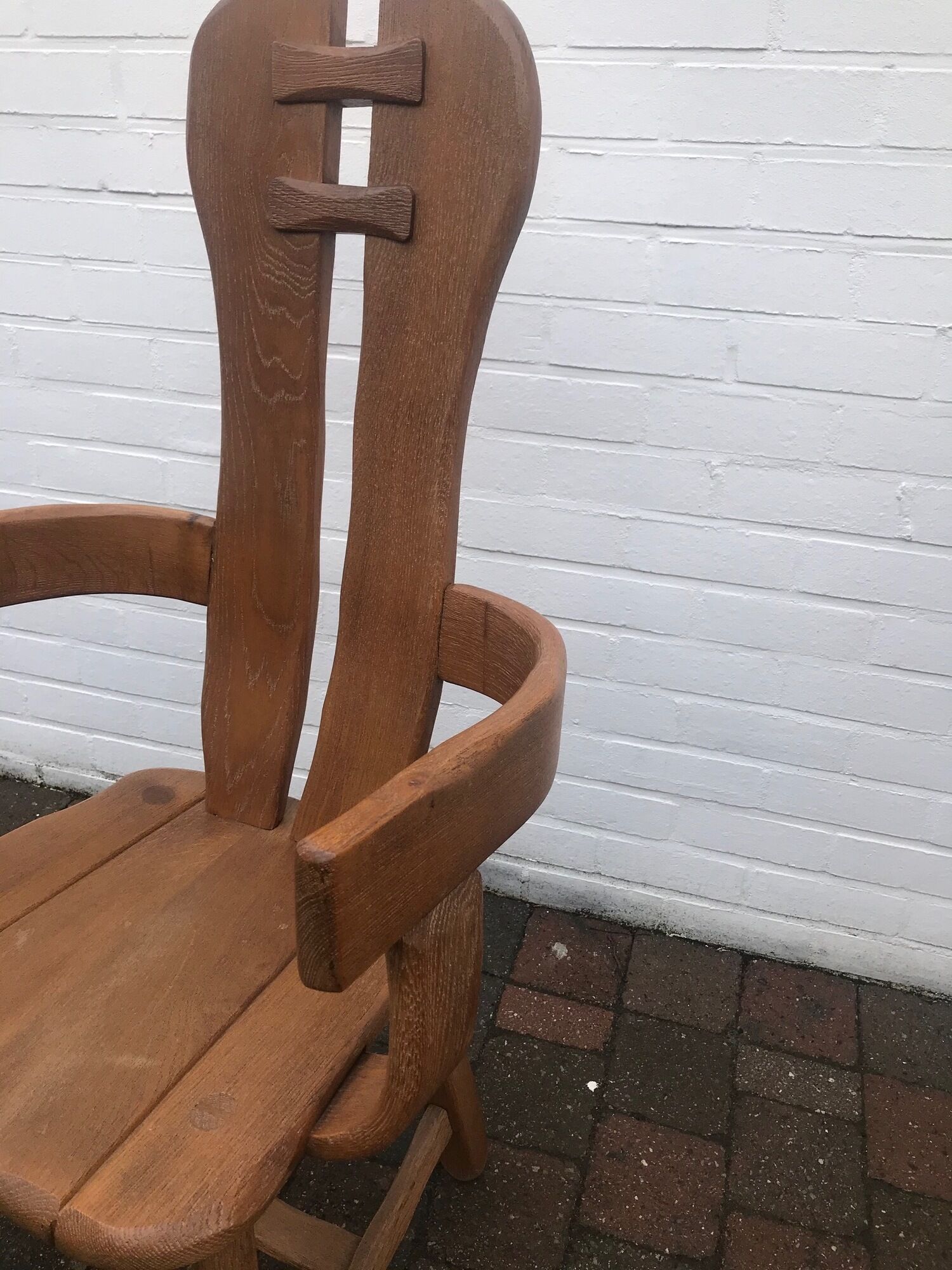 rare set of 6 brutalist chairs in solid oak house De PUYDT 1960 Belgium